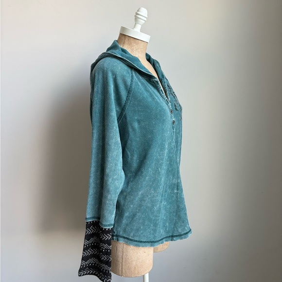 Harley Davidson Hooded Waffle Knit Henley Shirt XL - Picture 8 of 10